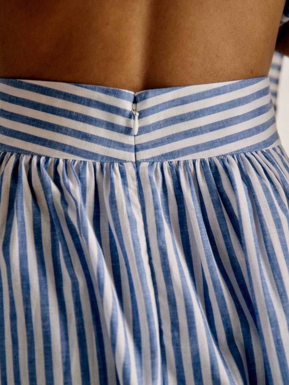 Sezane Arianne Maxi Skirt - Blue and White Striped - size US 8 - Picture 4 of 13